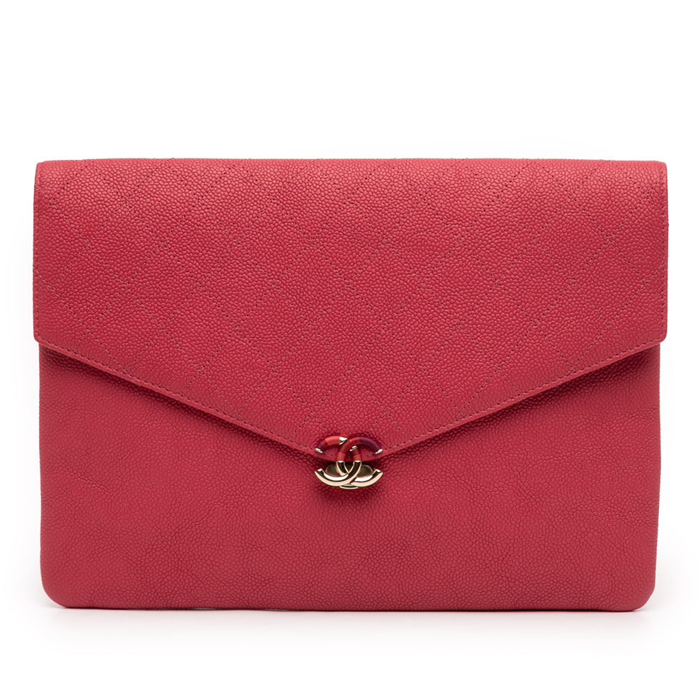 Pre-Loved Chanel Paris Cuba Quilted Caviar Thread Around Envelope Clutch